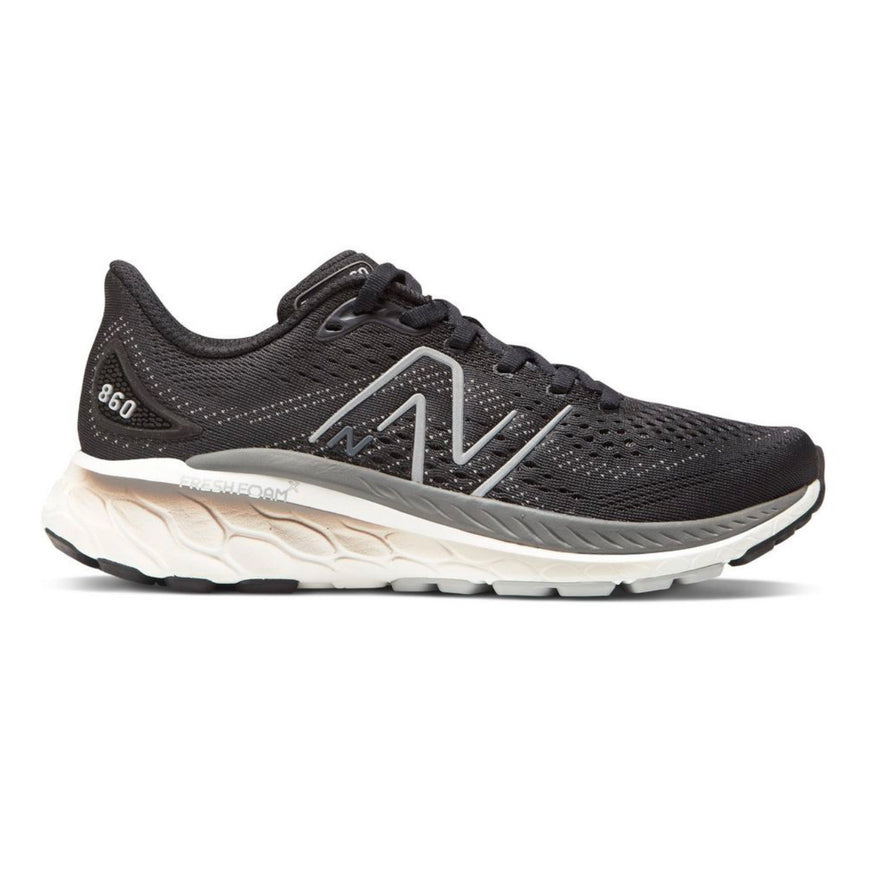 Women's New Balance Fresh Foam X 860v13, Black/White/Castlerock, 7 D Wide