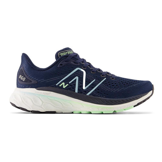 Women's New Balance Fresh Foam X 860v13, NB Navy/Bleach Blue/Green Aura, 8.5 B Medium