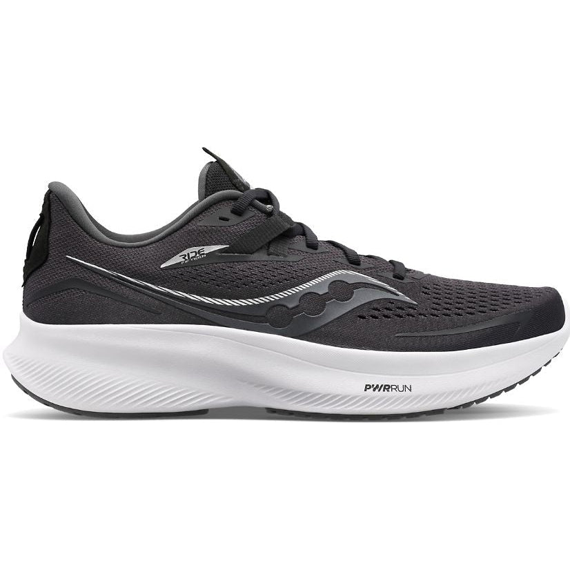 Women's Saucony Ride 15, Black/White, 8 D Wide